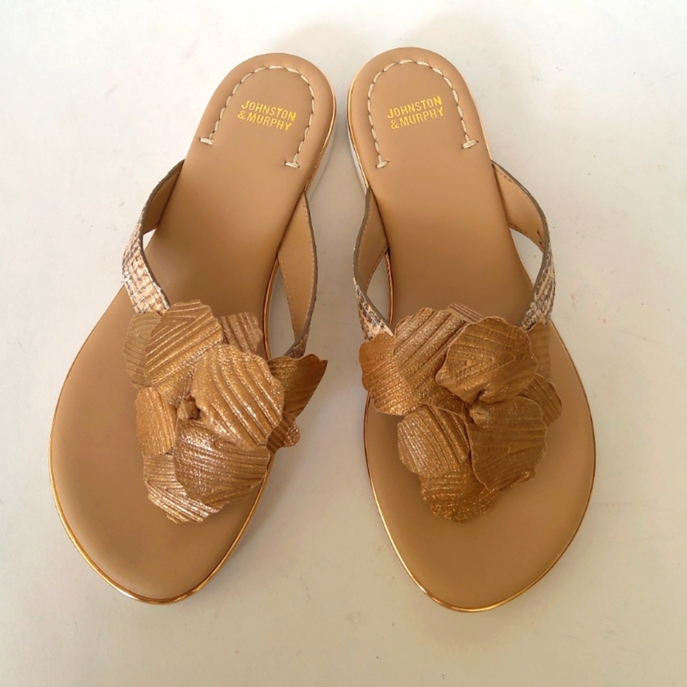 Johnston & Murphy leather flip flops sandals